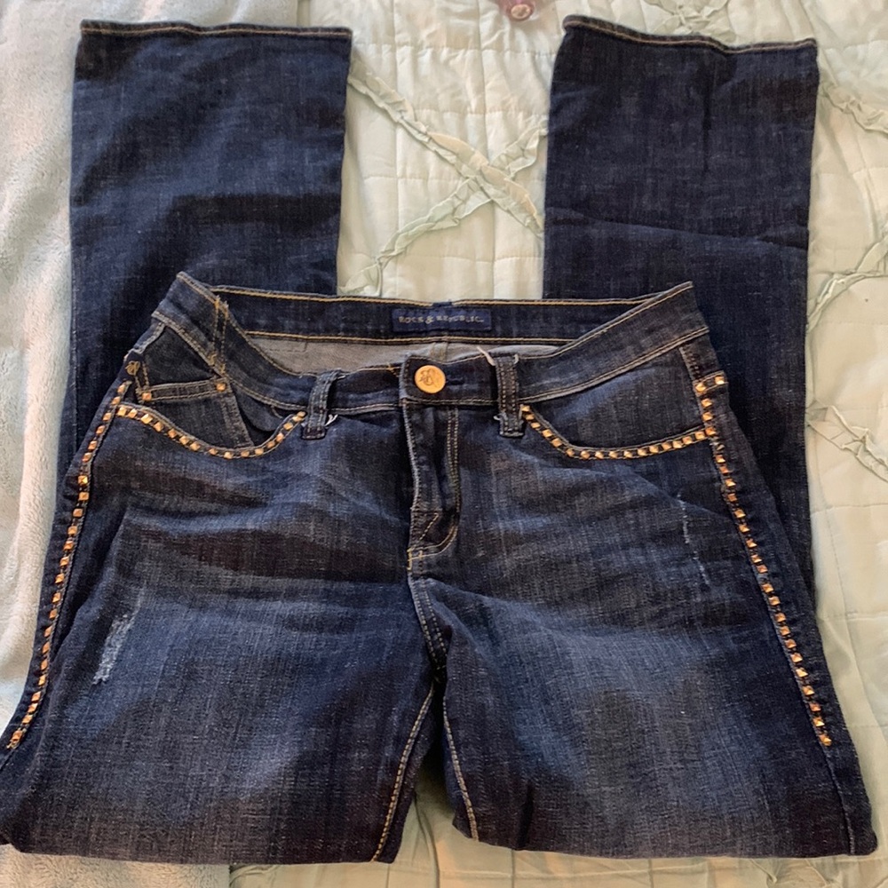 Rock Republic size 10 jeans flare dark wash